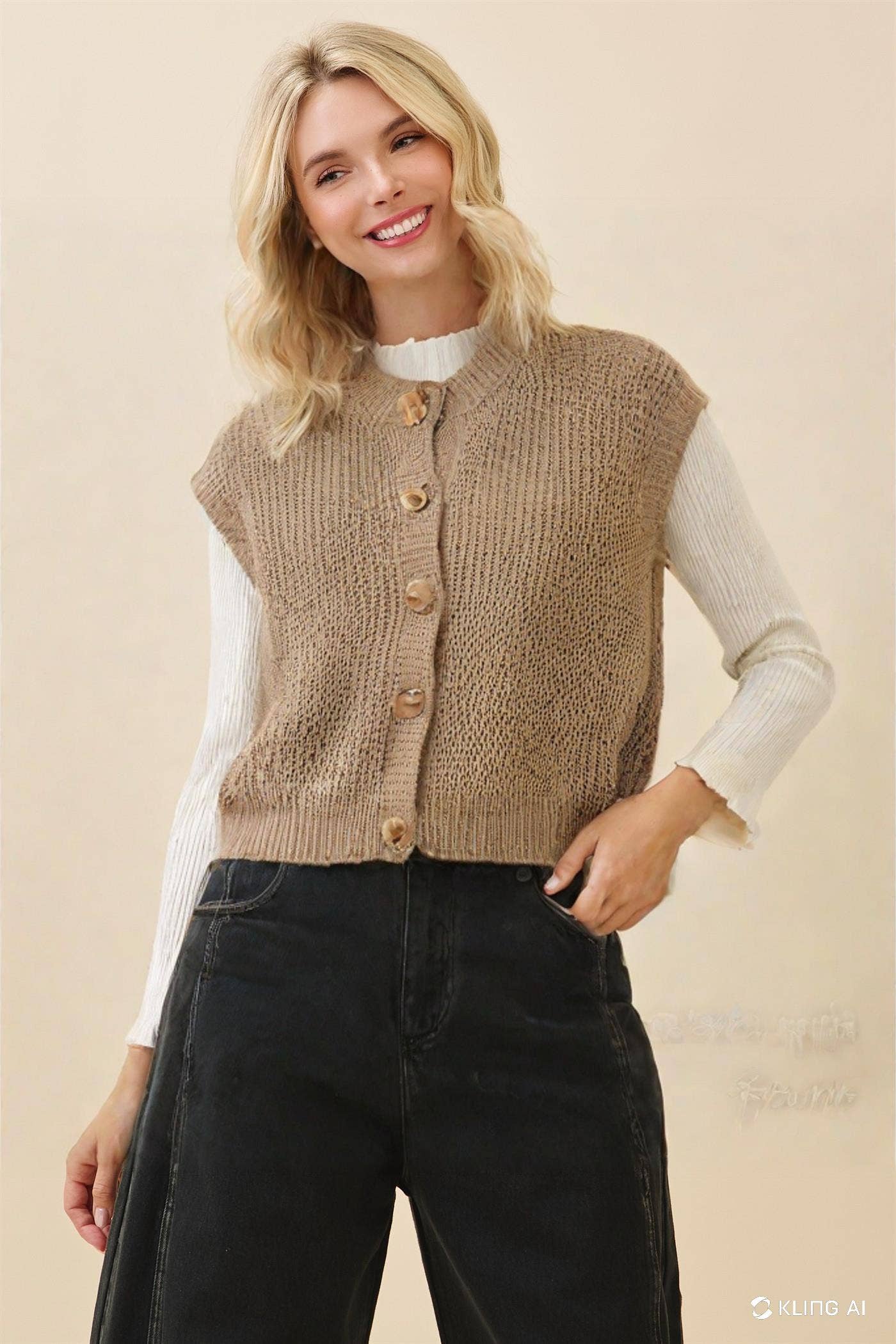 Crochet Knit Cardigan Vest