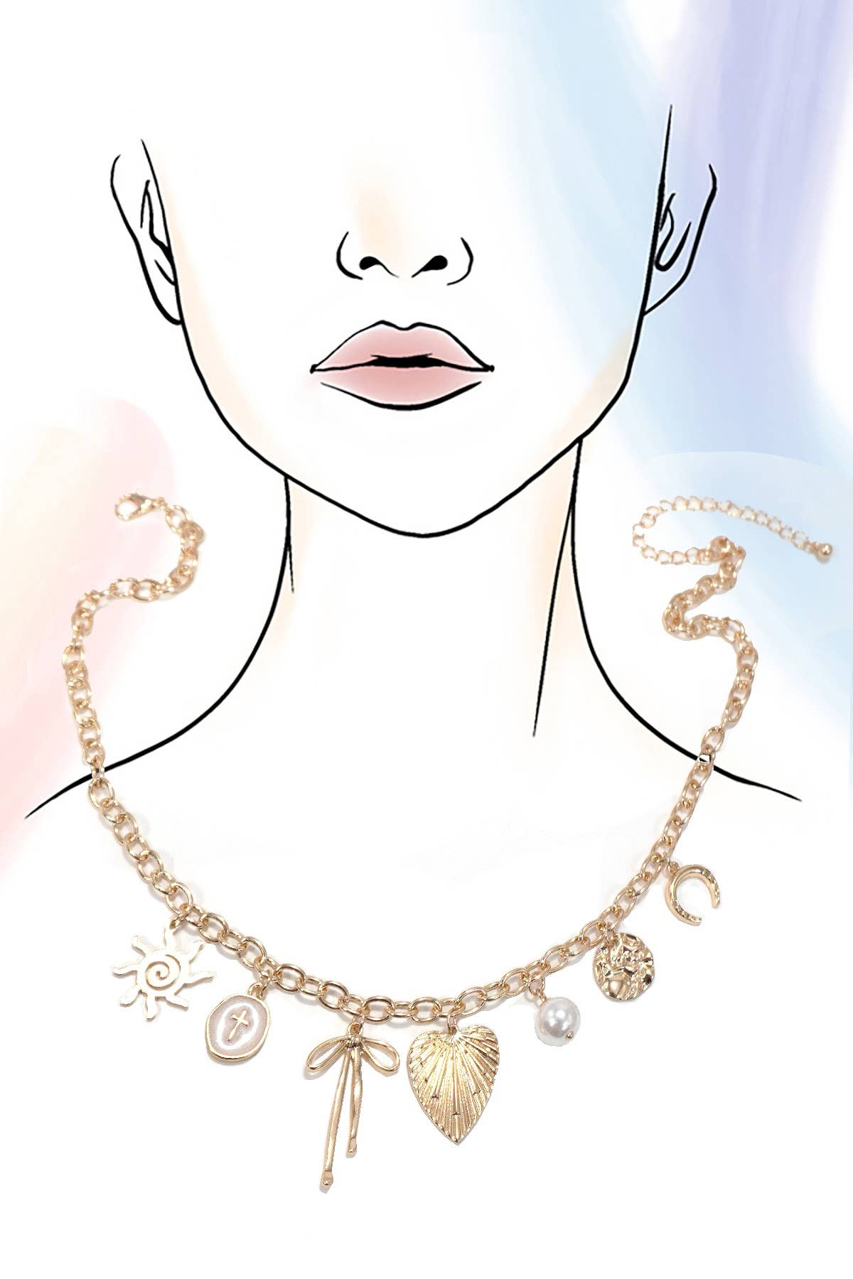 Sun Bow Pearl Charm Necklace