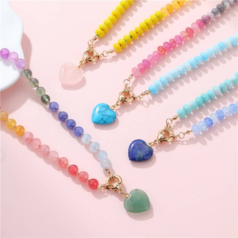 Natural Stone Heart Necklace