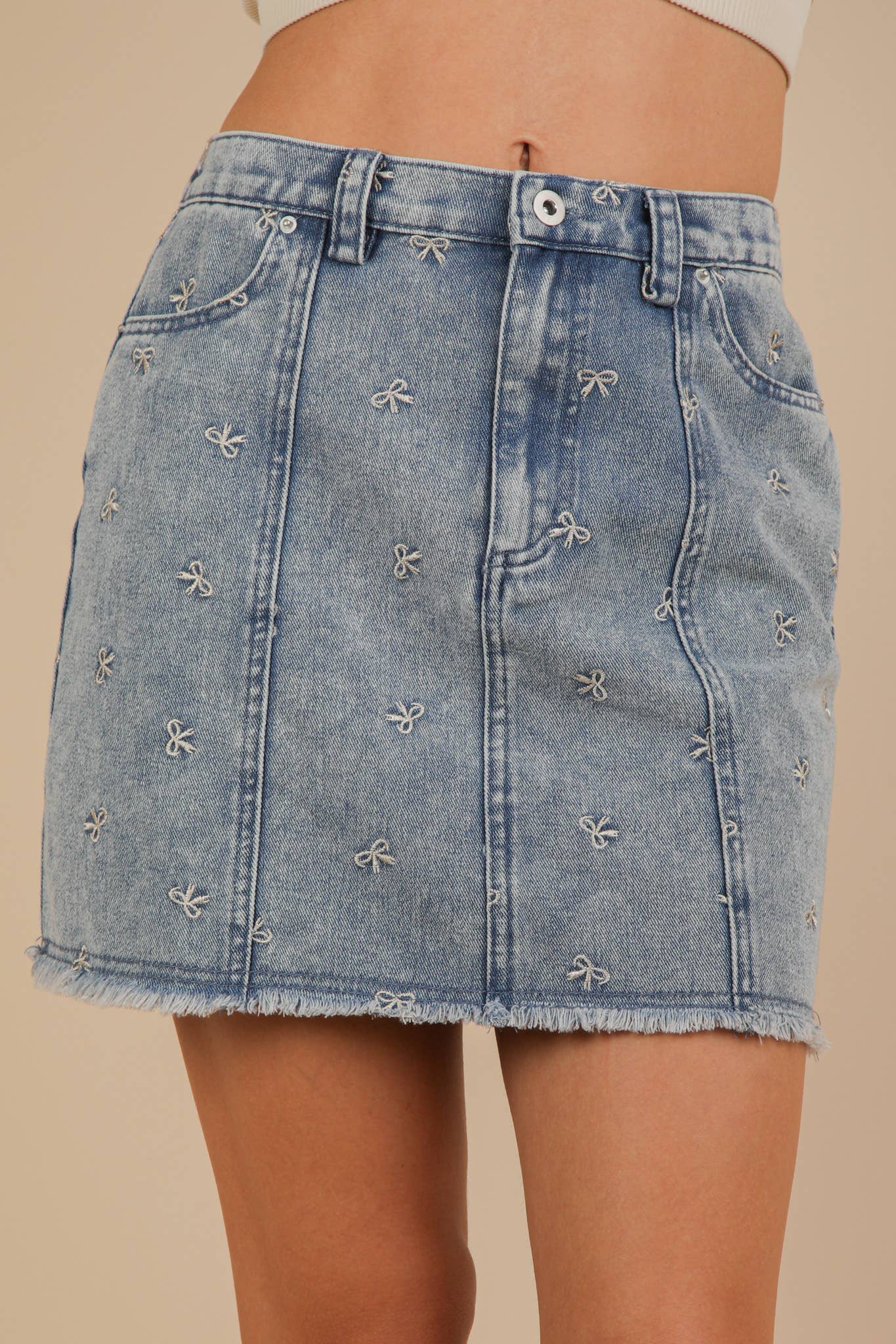 Bow Denim Skirt
