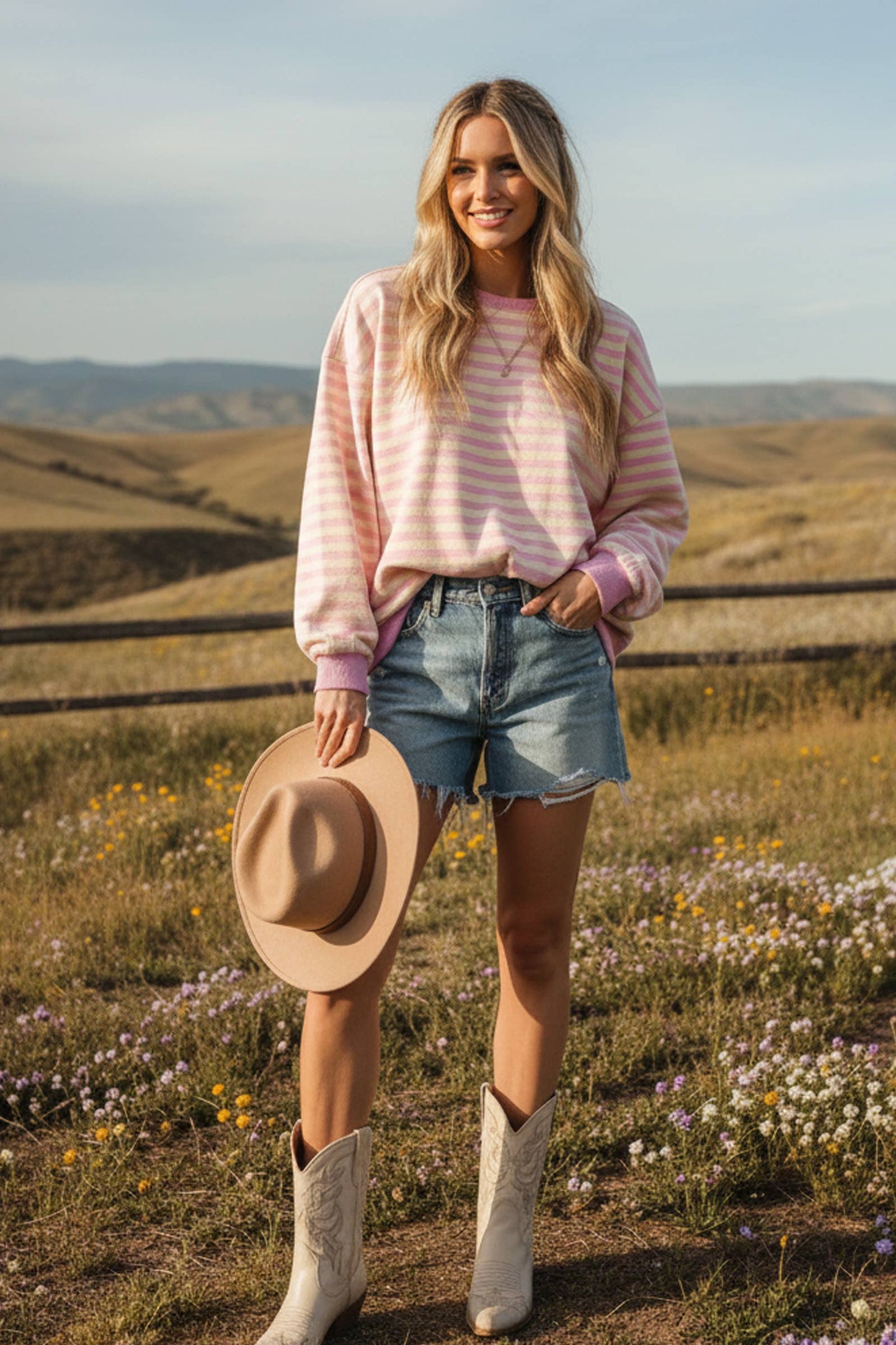 Pink Striped Sweatshirt