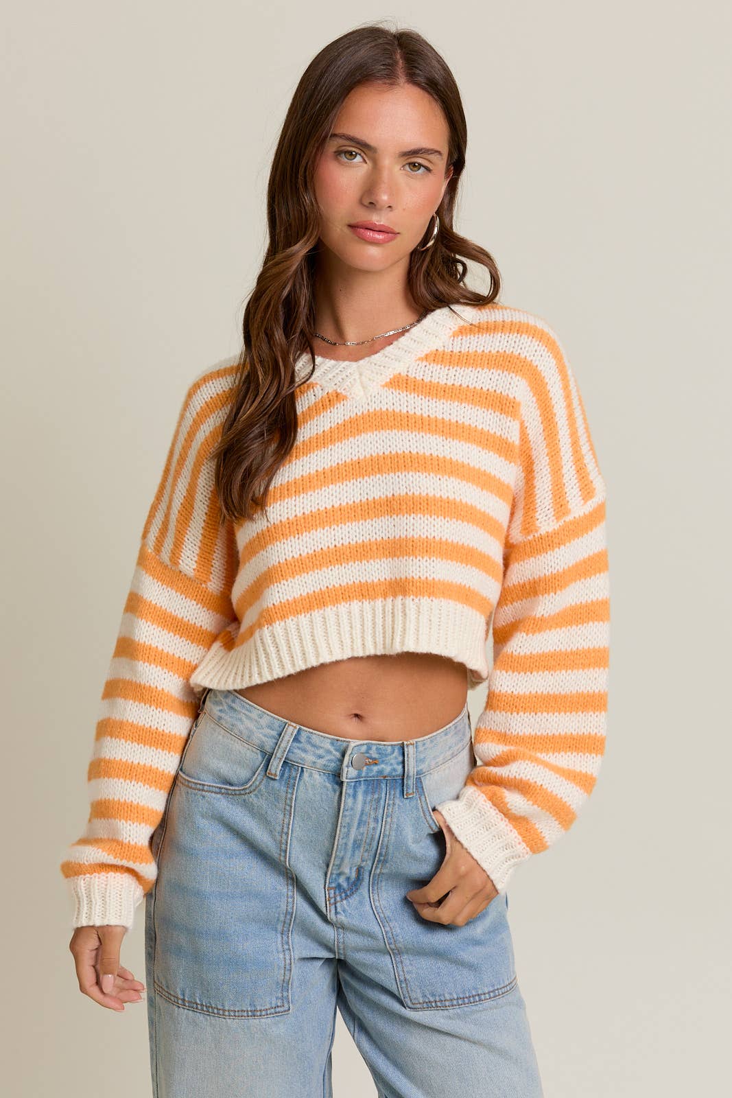 Orange & White Striped Sweater