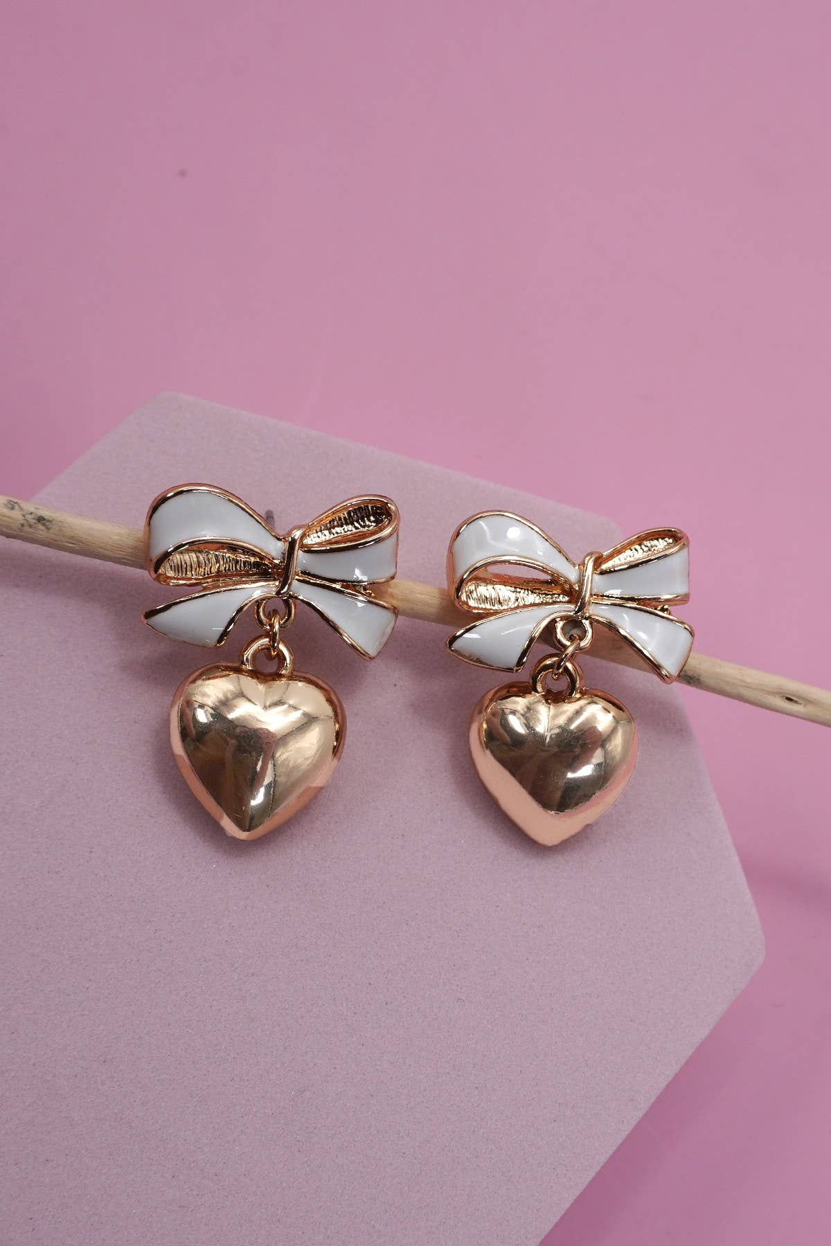 Bow Heart Drop Earrings