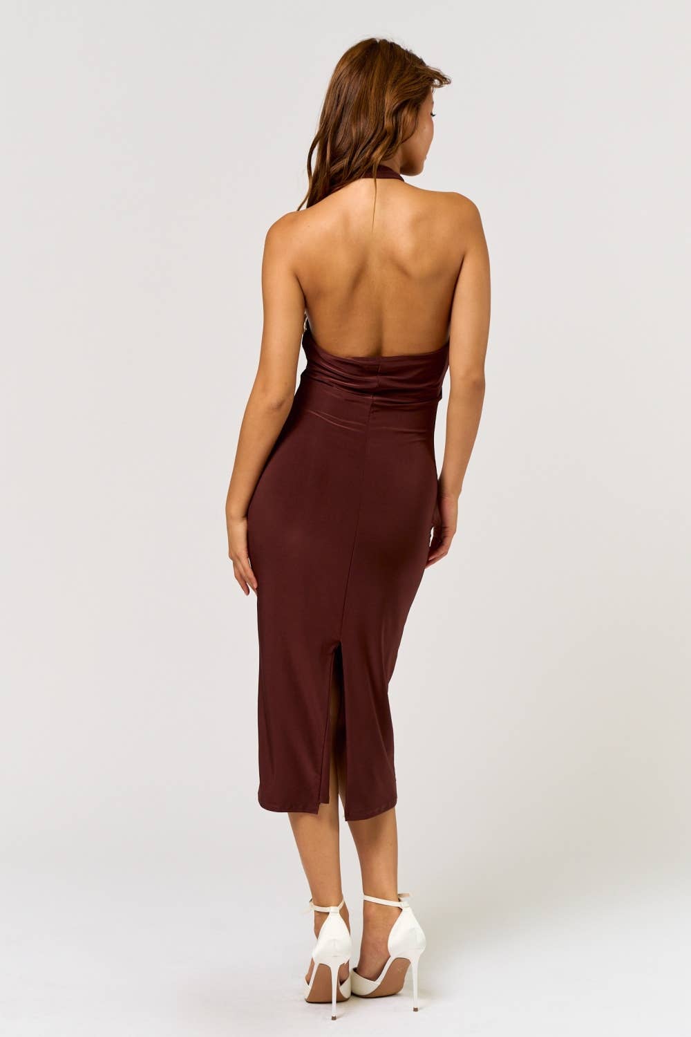 Chocolate Mock Neck Midi Dress