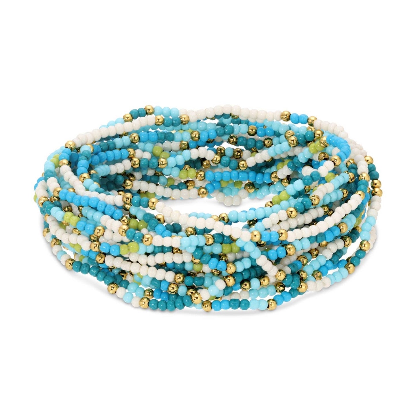 Blue/White/Green Stretch Bead Bracelets
