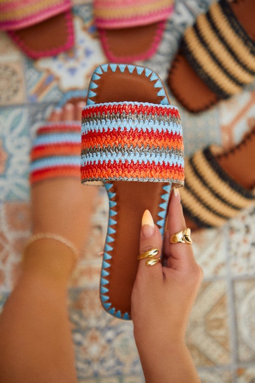 Blue Woven Sandals