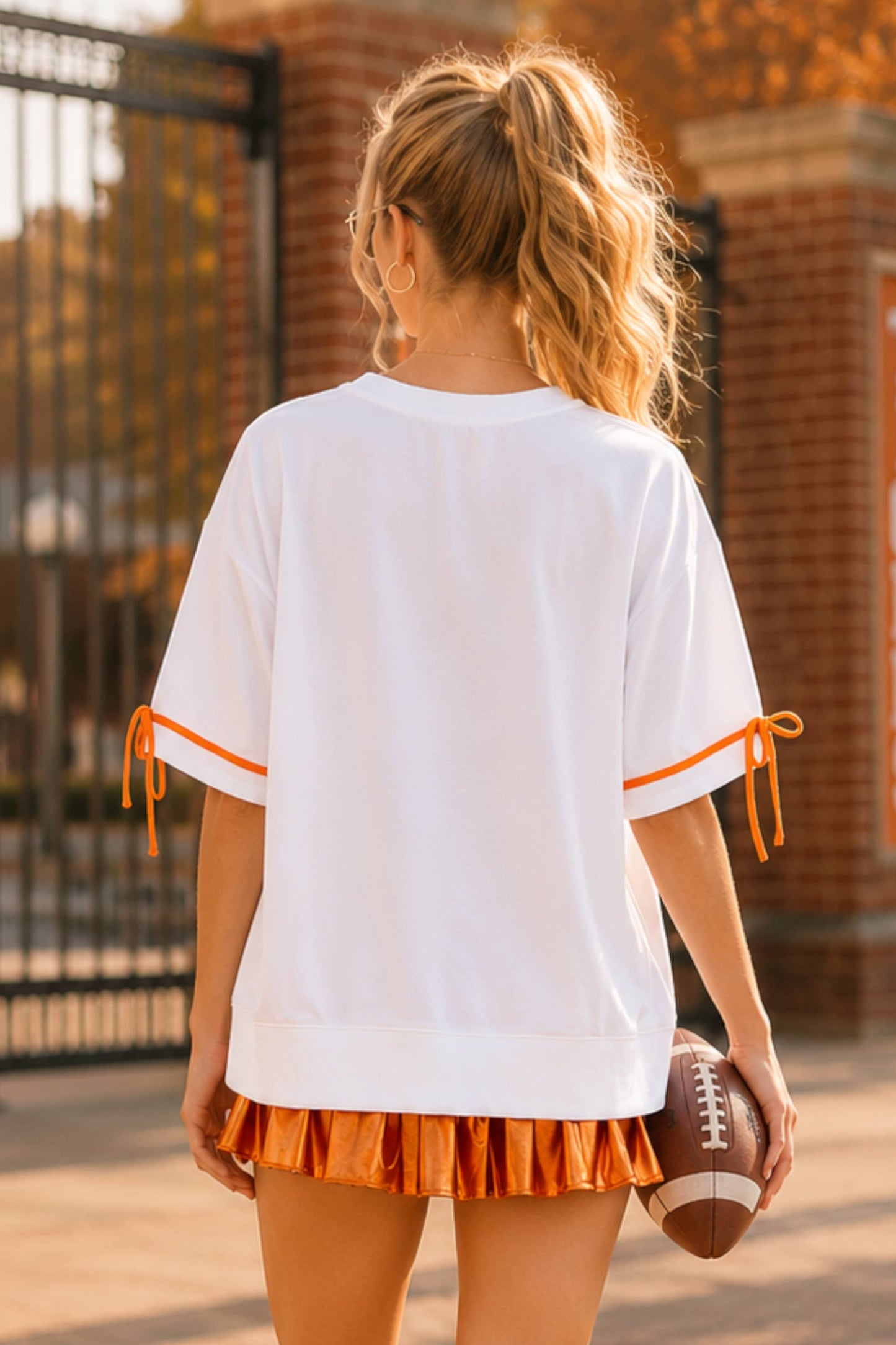 Orange Game Day Patchwork Top