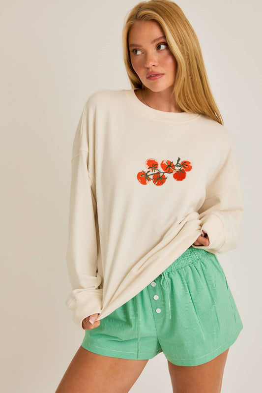 Tomato Embroidered Oversized Sweatshirt