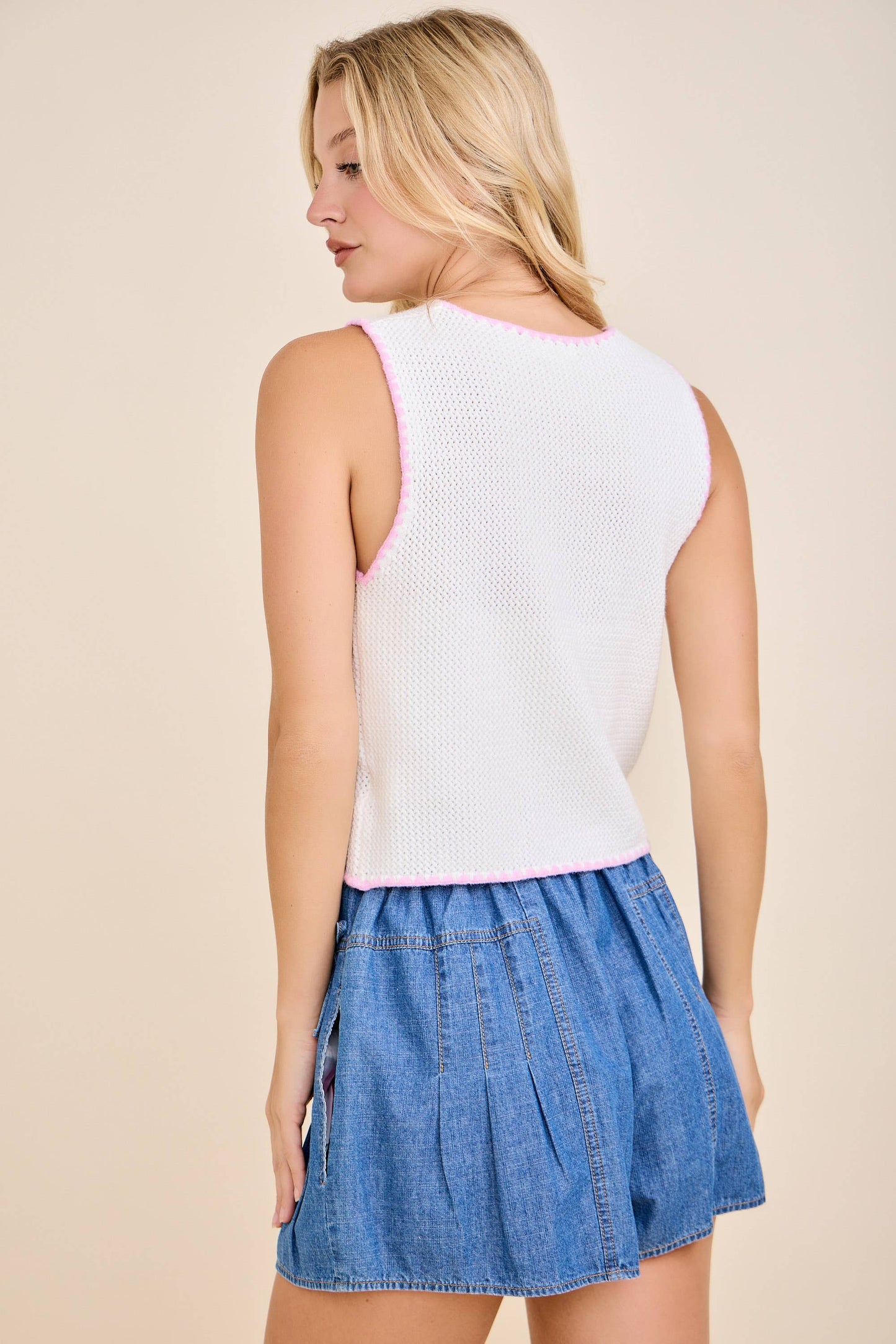 Star Knit Tie Vest