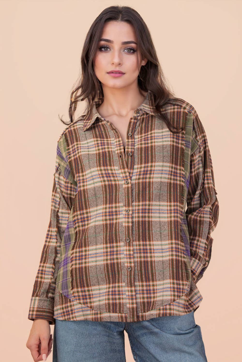 Casual Plaid Oversized Top