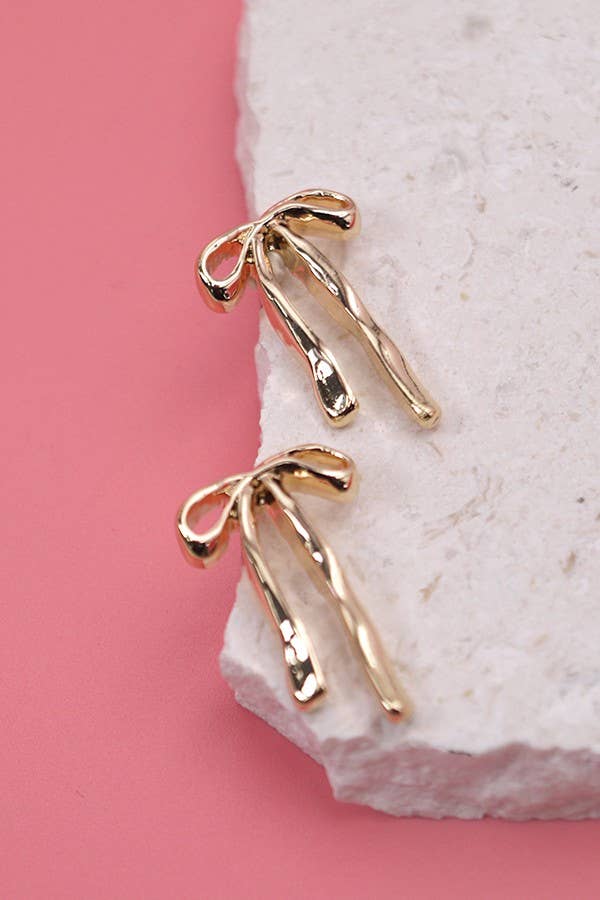 Long Ribbon Stud Earrings