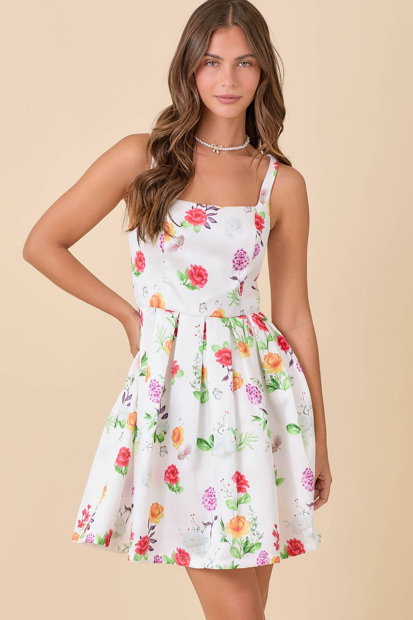 Flared Floral Mini Dress