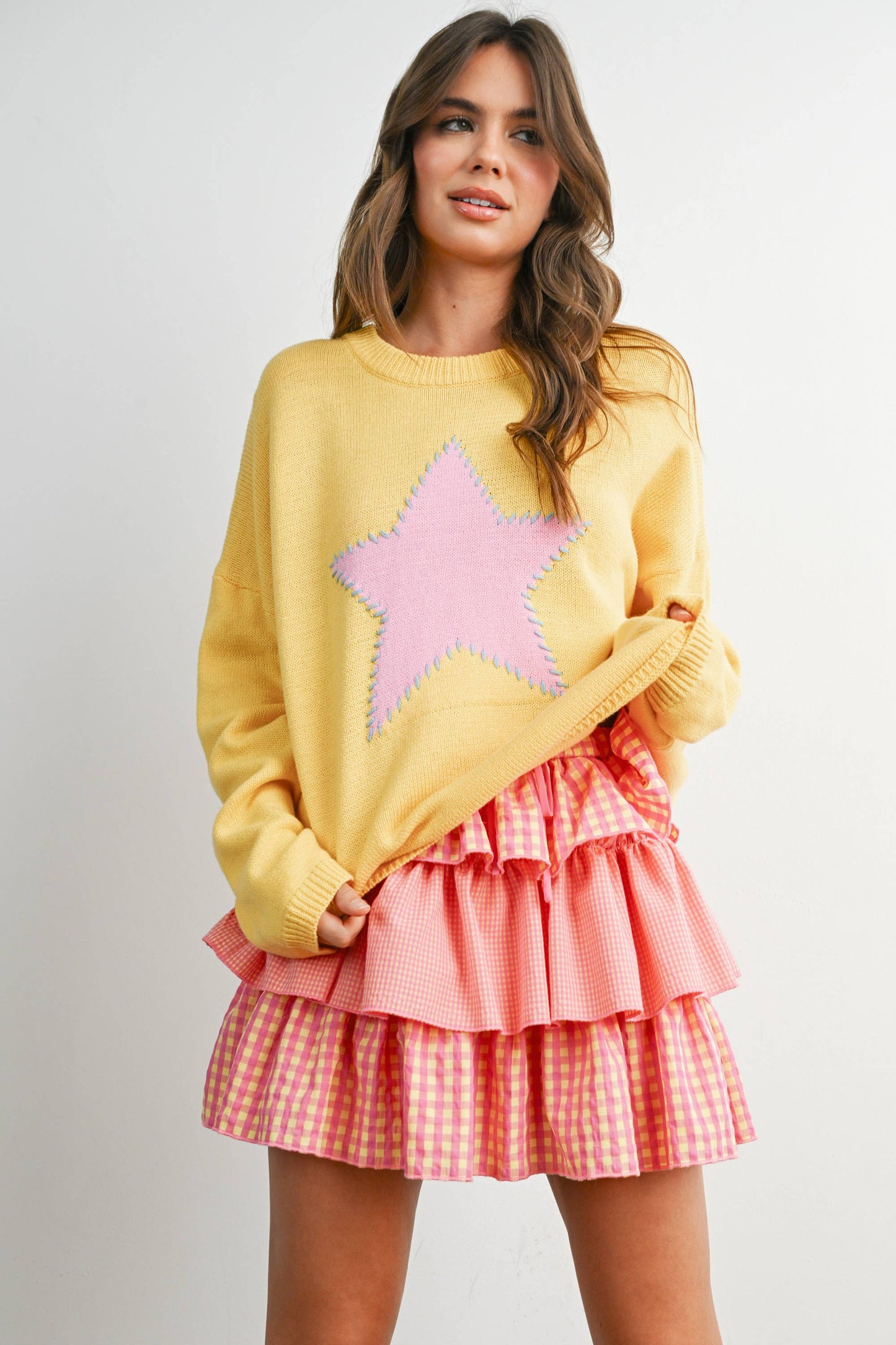 Bold Star Sweater - YELLOW