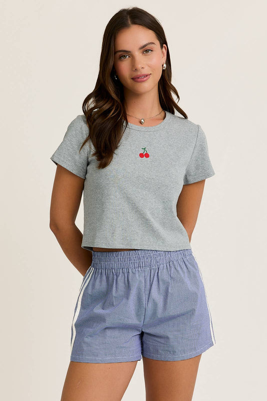 Cherry Embroidered Baby Tee