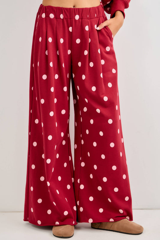 Polka Dot Wide-Leg Pants