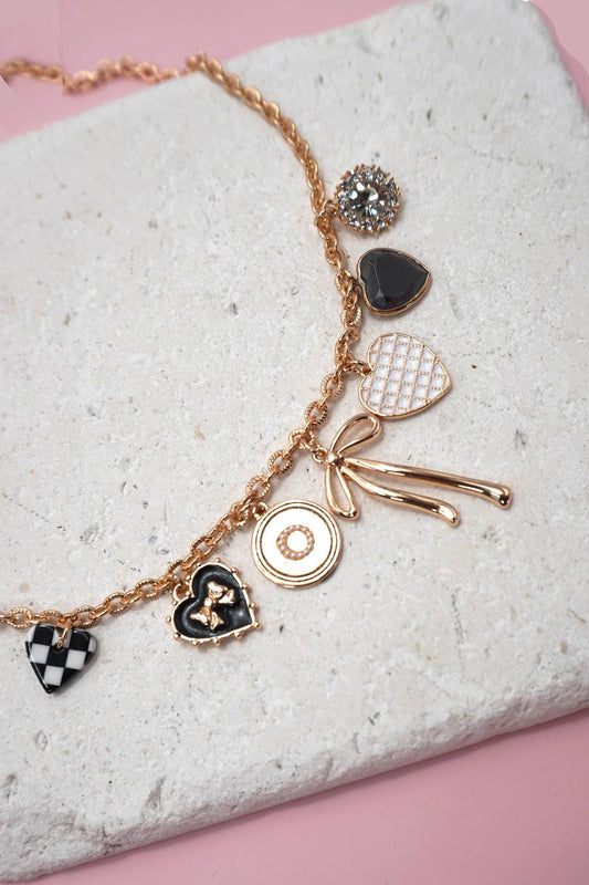 Ribbon Bow Heart Charm Necklace