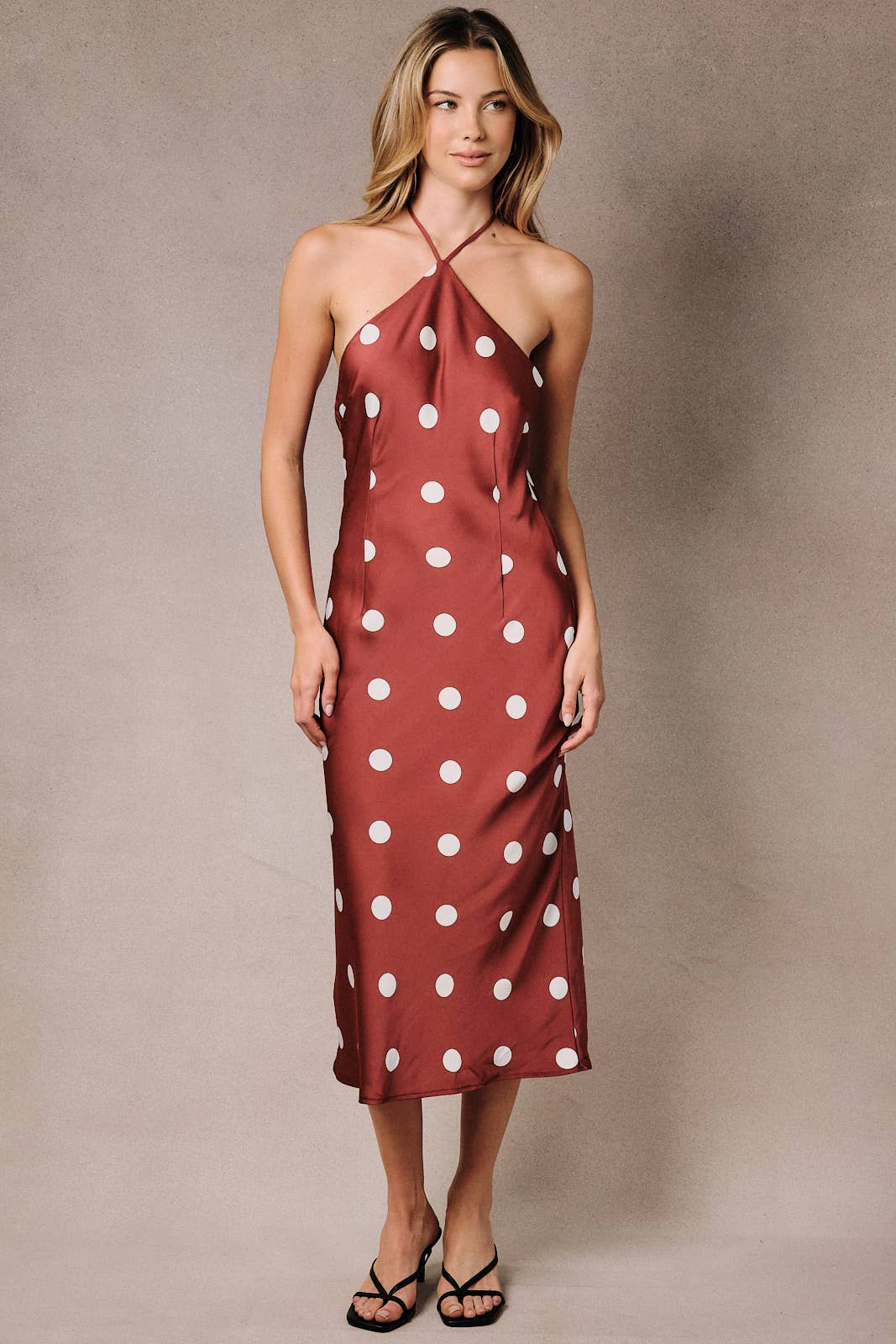 Wine Dot Midi Dress