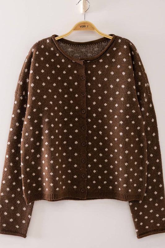 Chocolate Dot Knit Cardigan