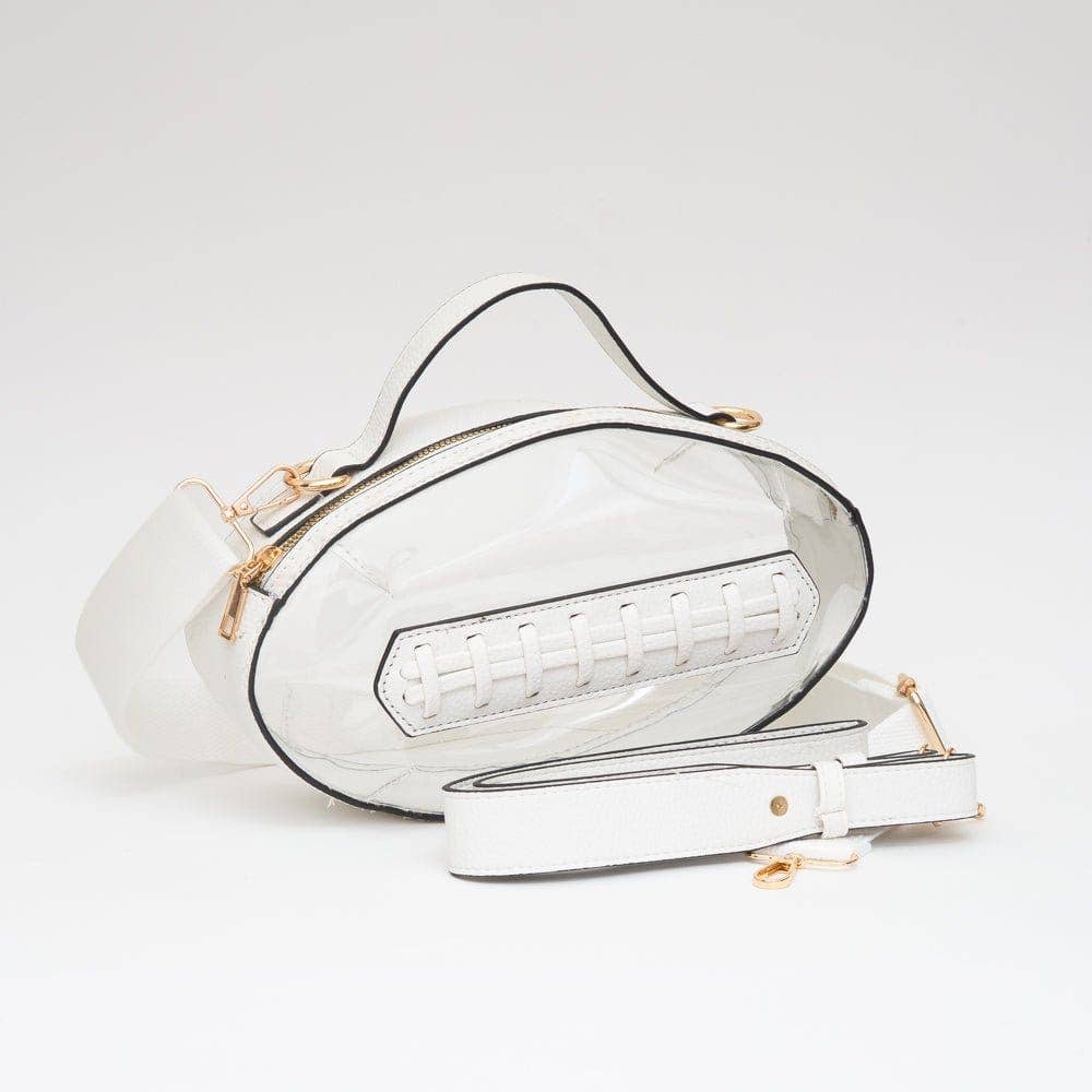 Clear Football Crossbody Bag - White