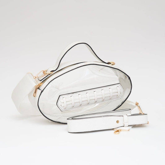 Clear Football Crossbody Bag - White