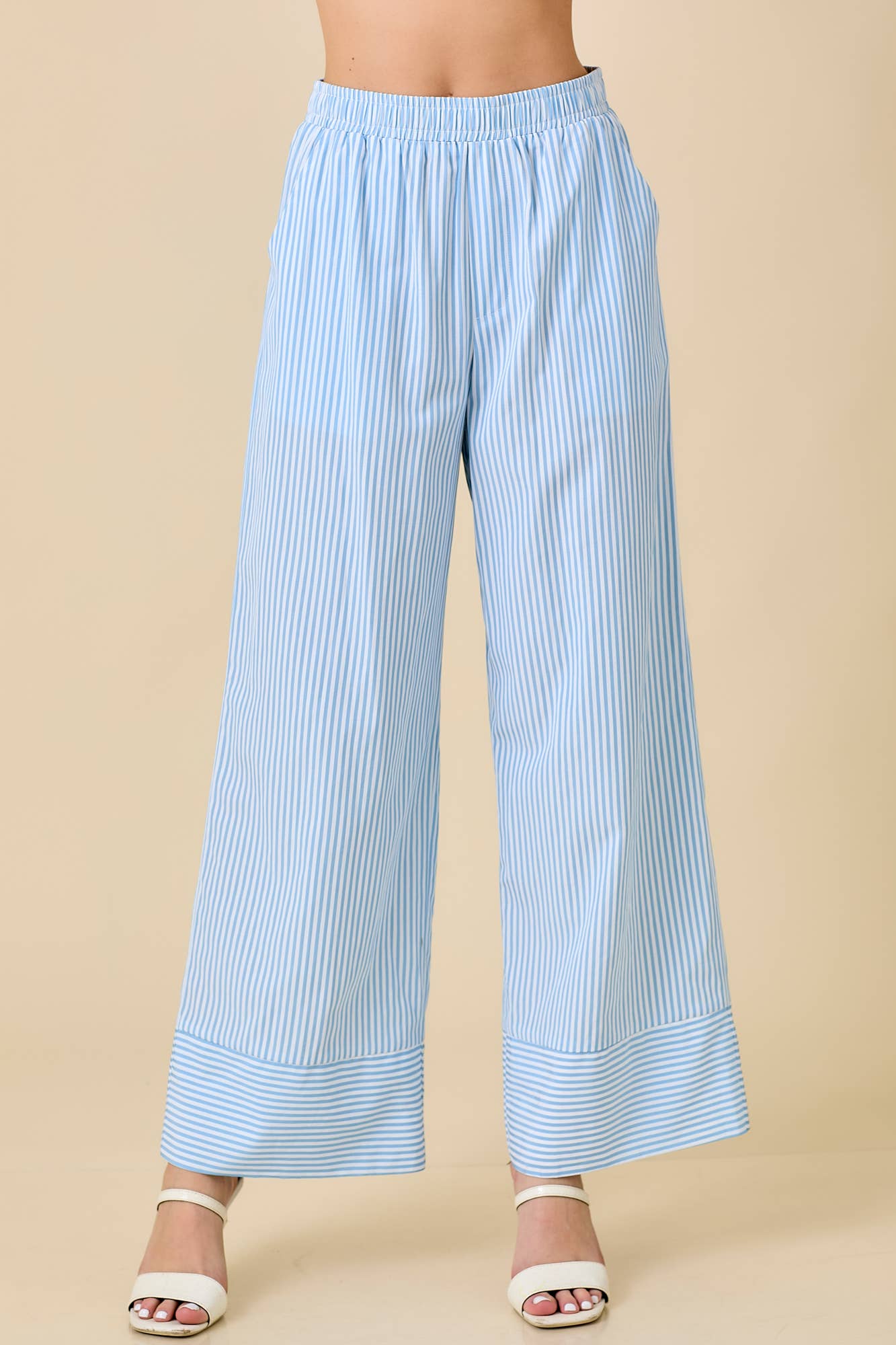 Blue Stripe Wide Leg Pants