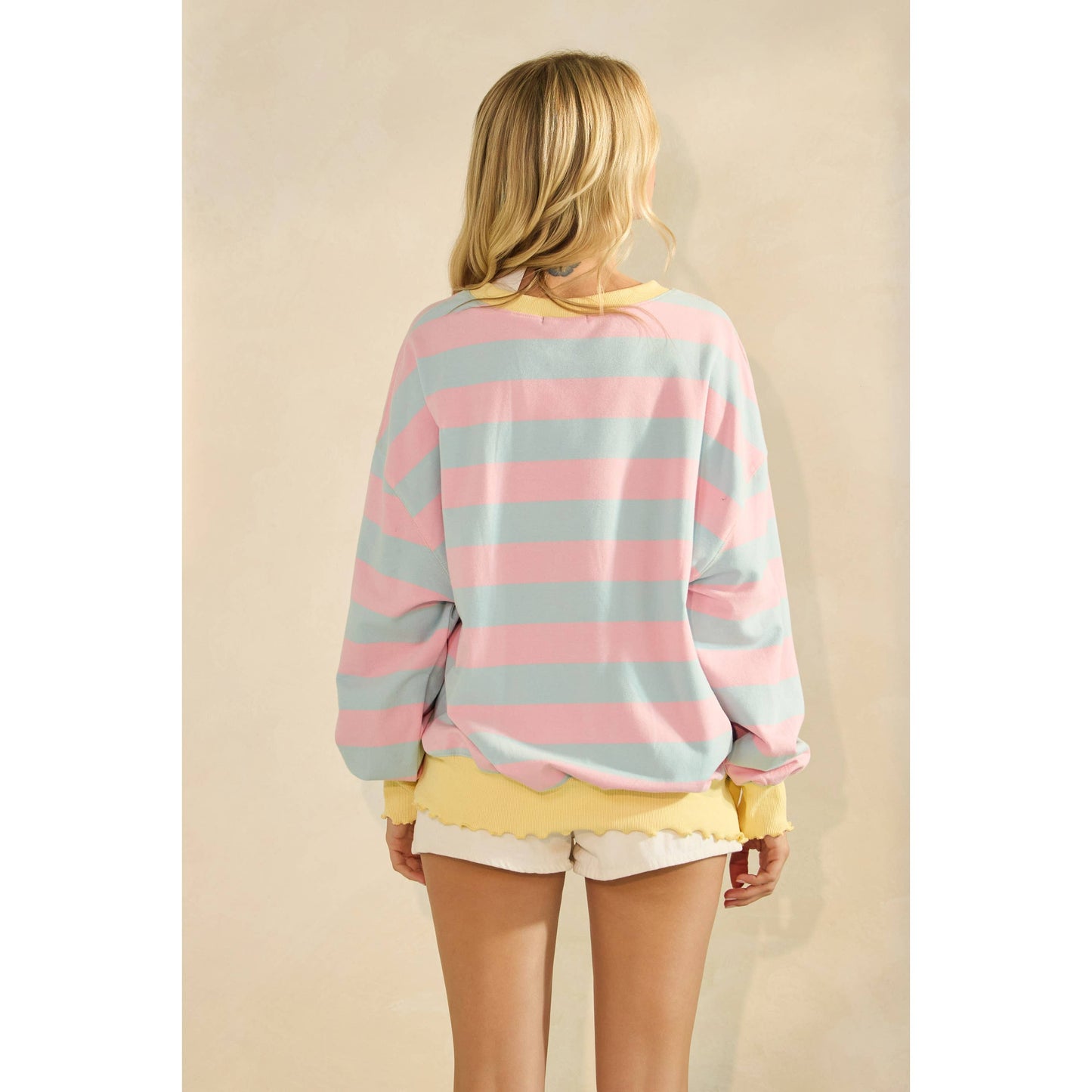 Pink & Blue Striped Knit Top