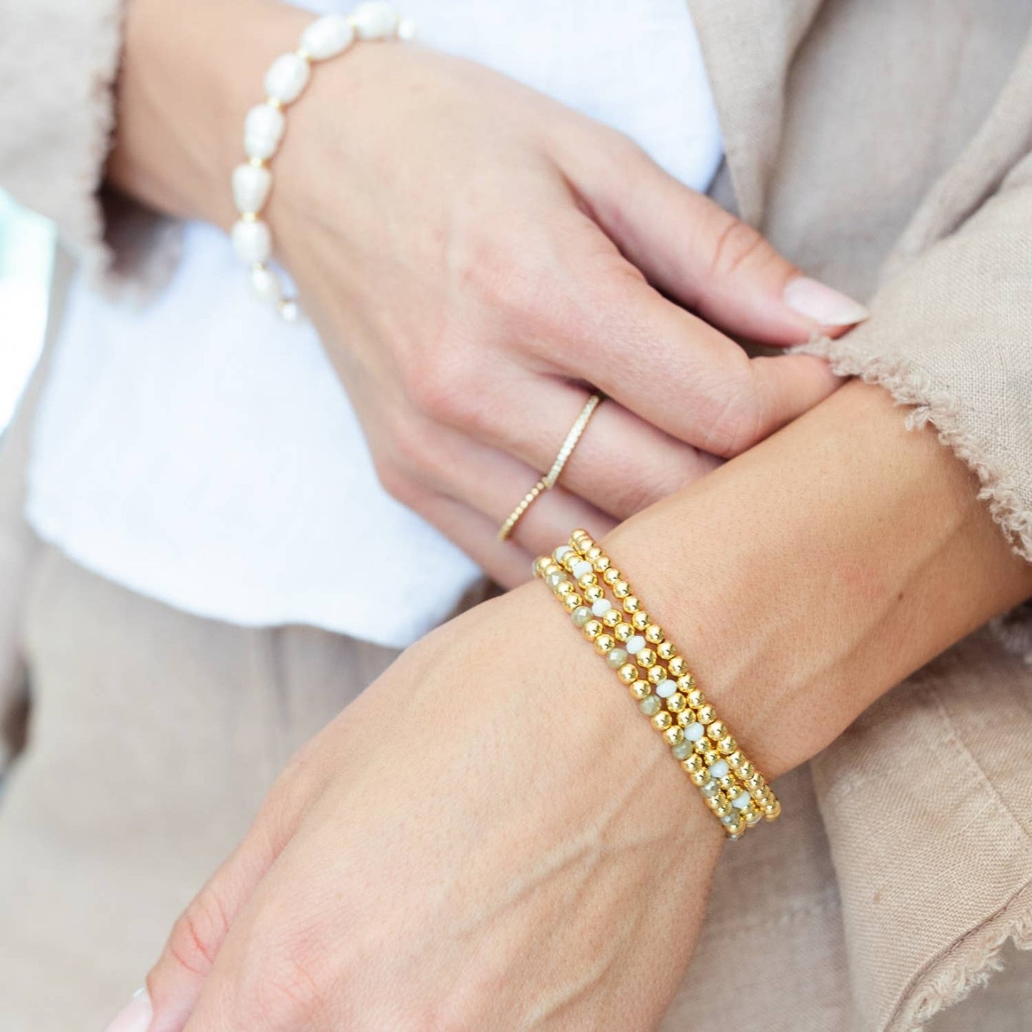 Gold Bead Stretch Bracelet