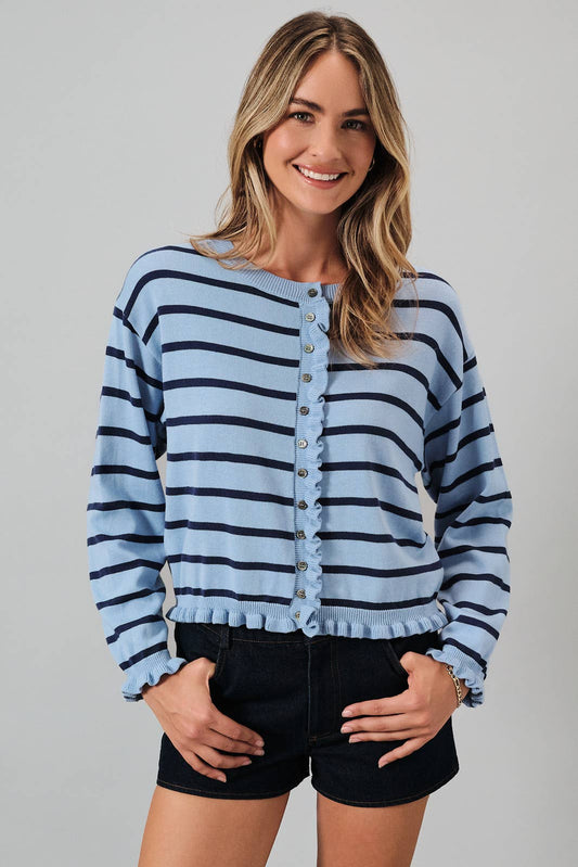 Two Tone Navy Stripe Cardigan