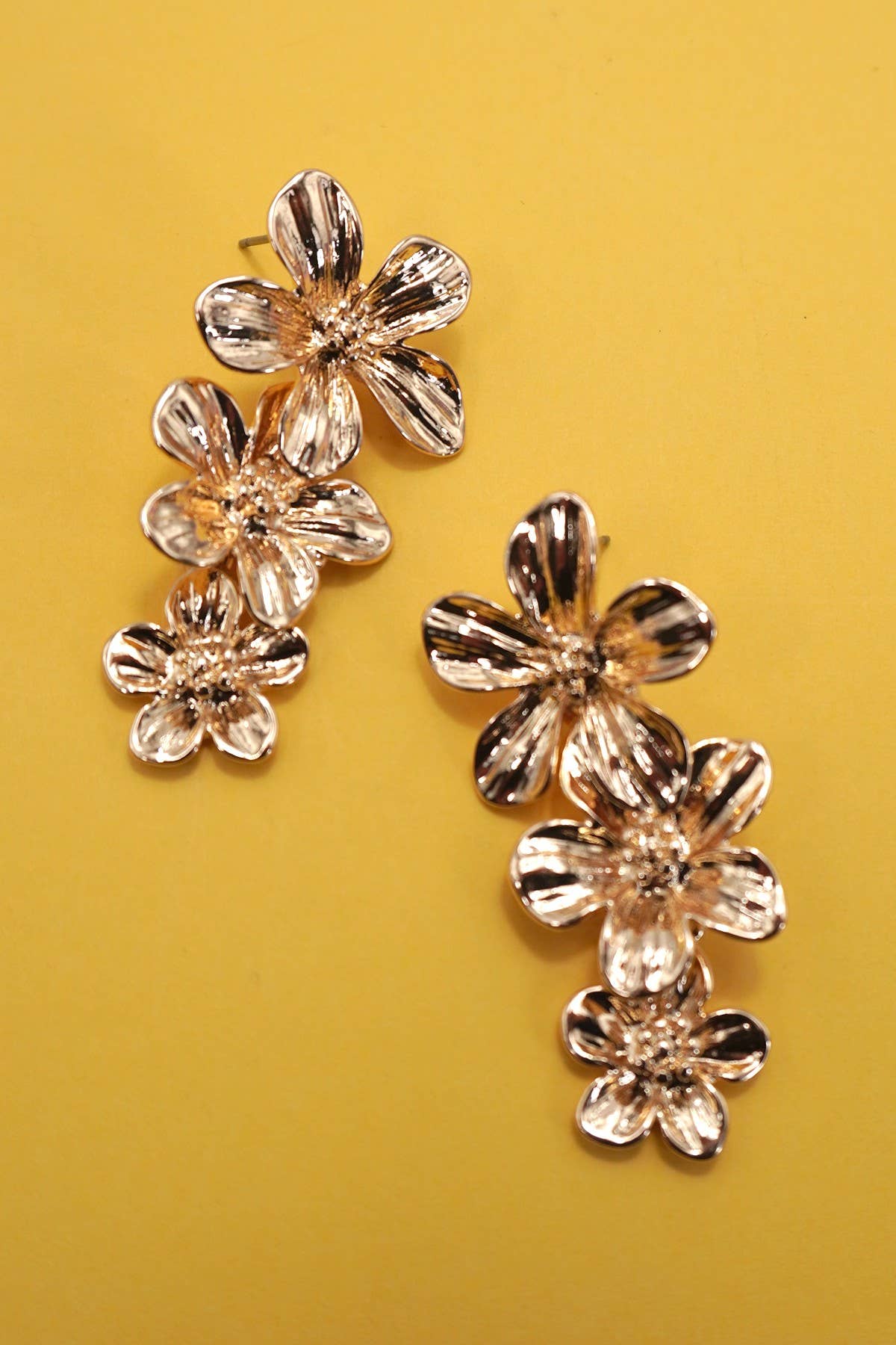 Gold Flower Cascade Earrings