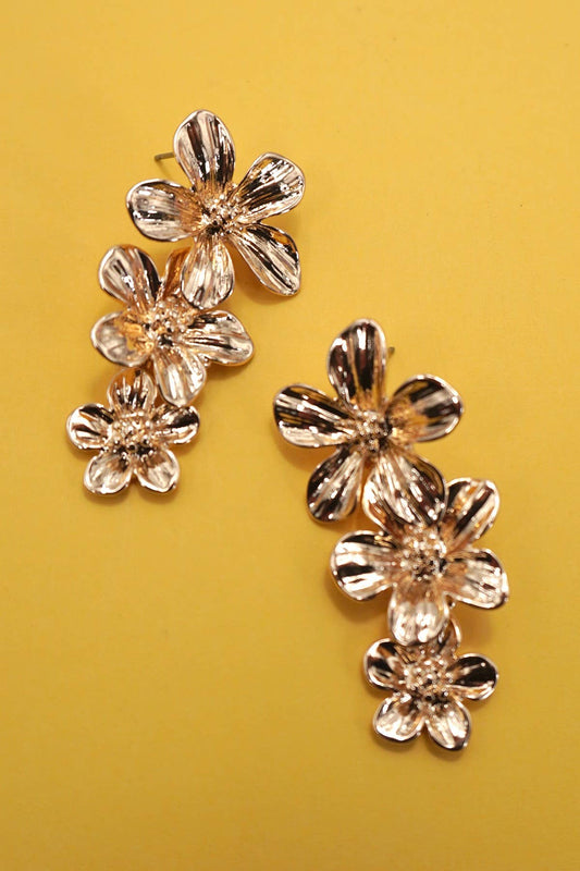 Gold Flower Cascade Earrings