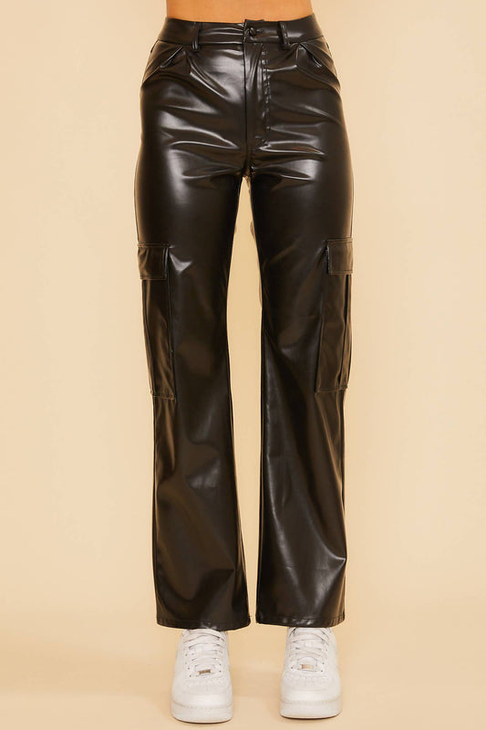 Pleather Cargo Pants