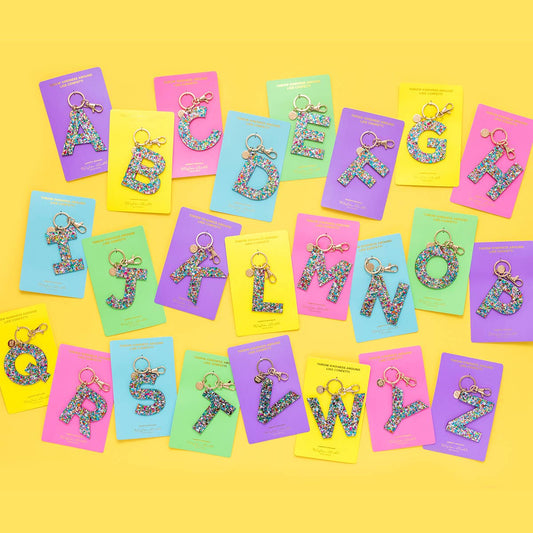 Colorful Confetti Initial Keychains