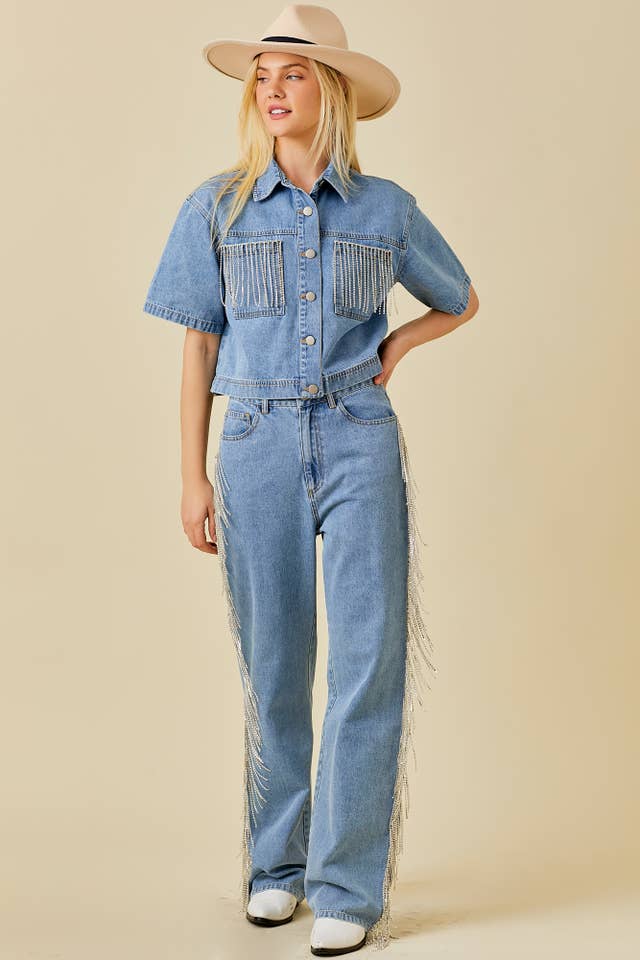Rhinestone Cowgirl Denim Top