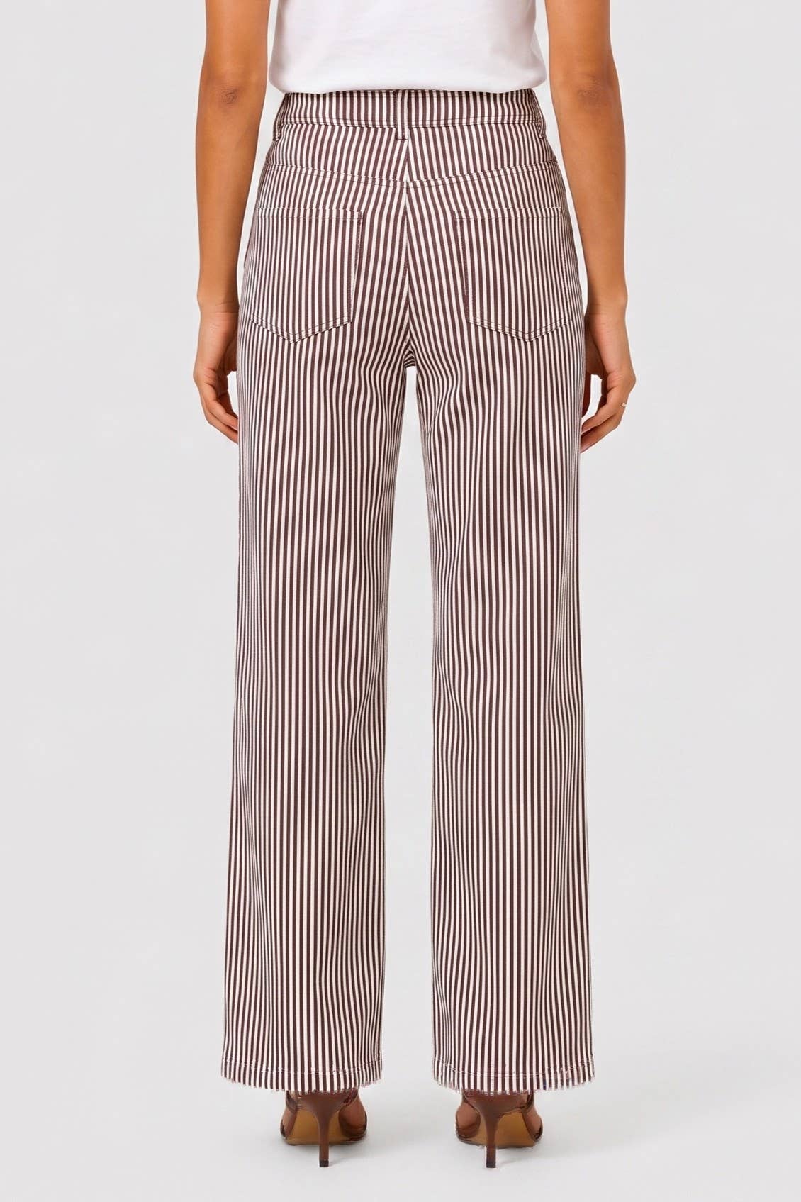 Brown Striped Straight Leg Pants
