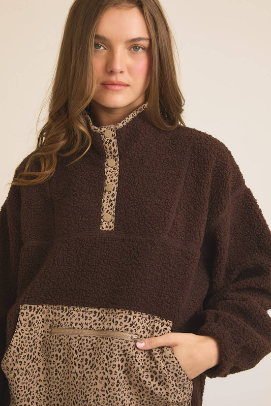 Leopard Fleece Pullover