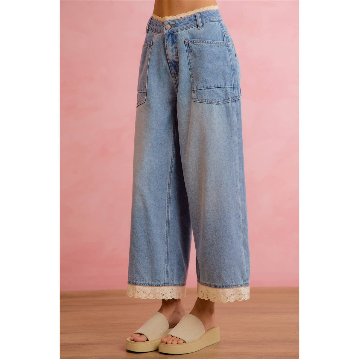 Crochet Lace Trim Jeans