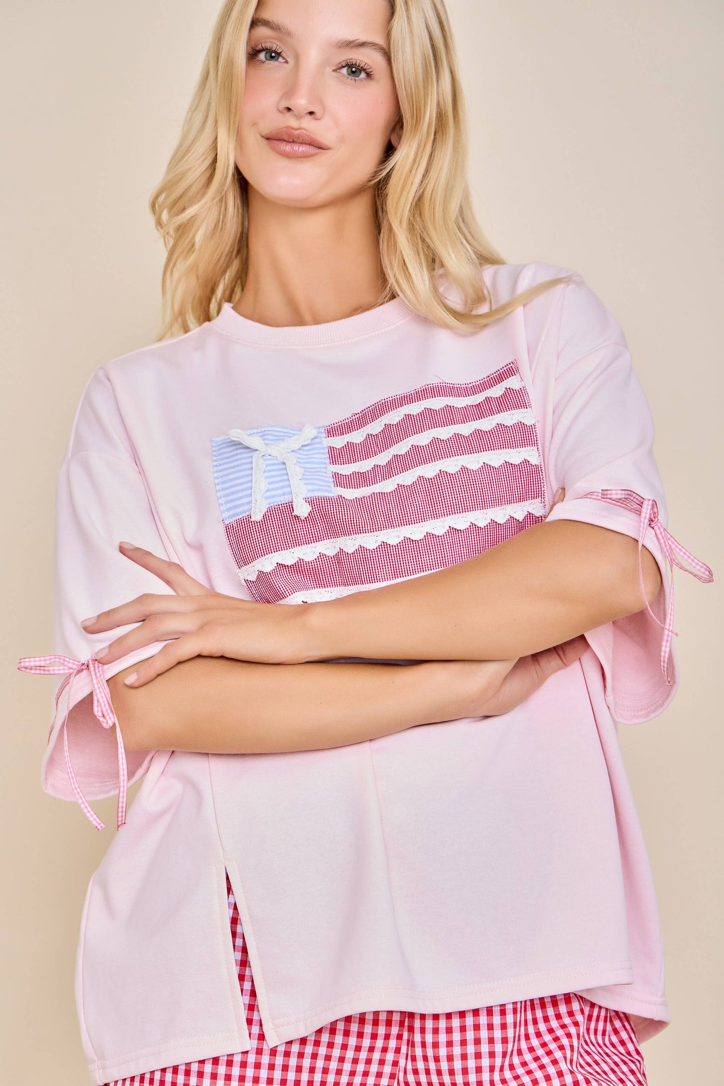 Patriotic Patch Flag Top