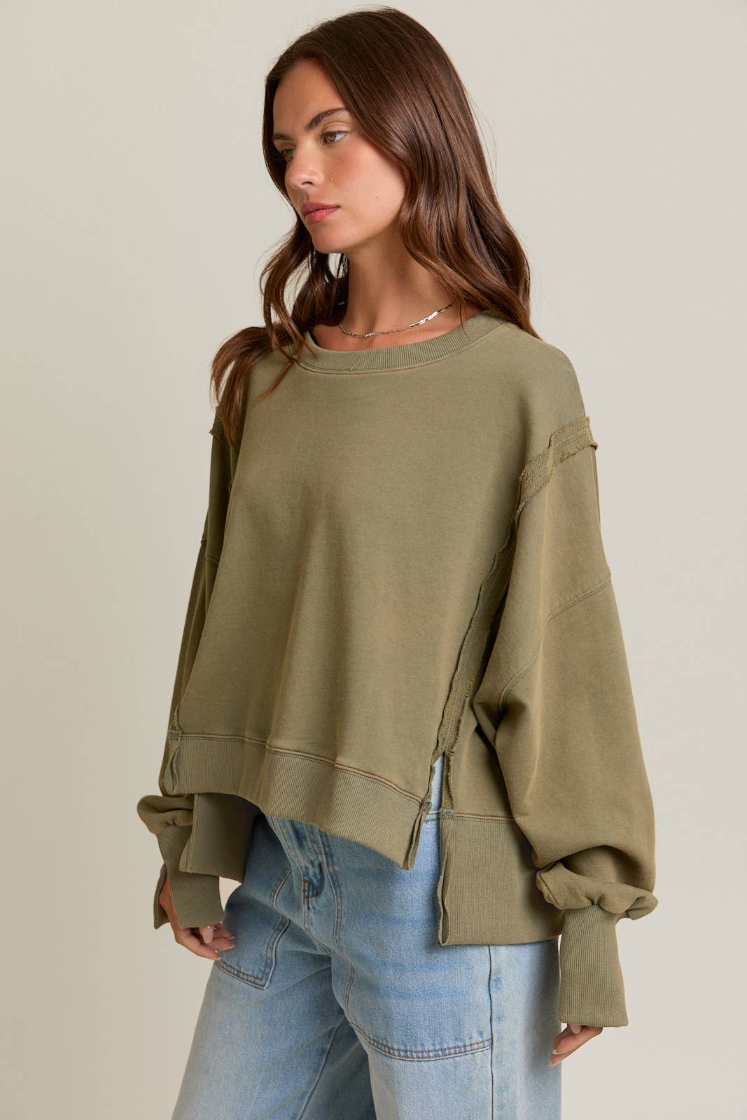 Sage Scooped Neck Sweatshirt