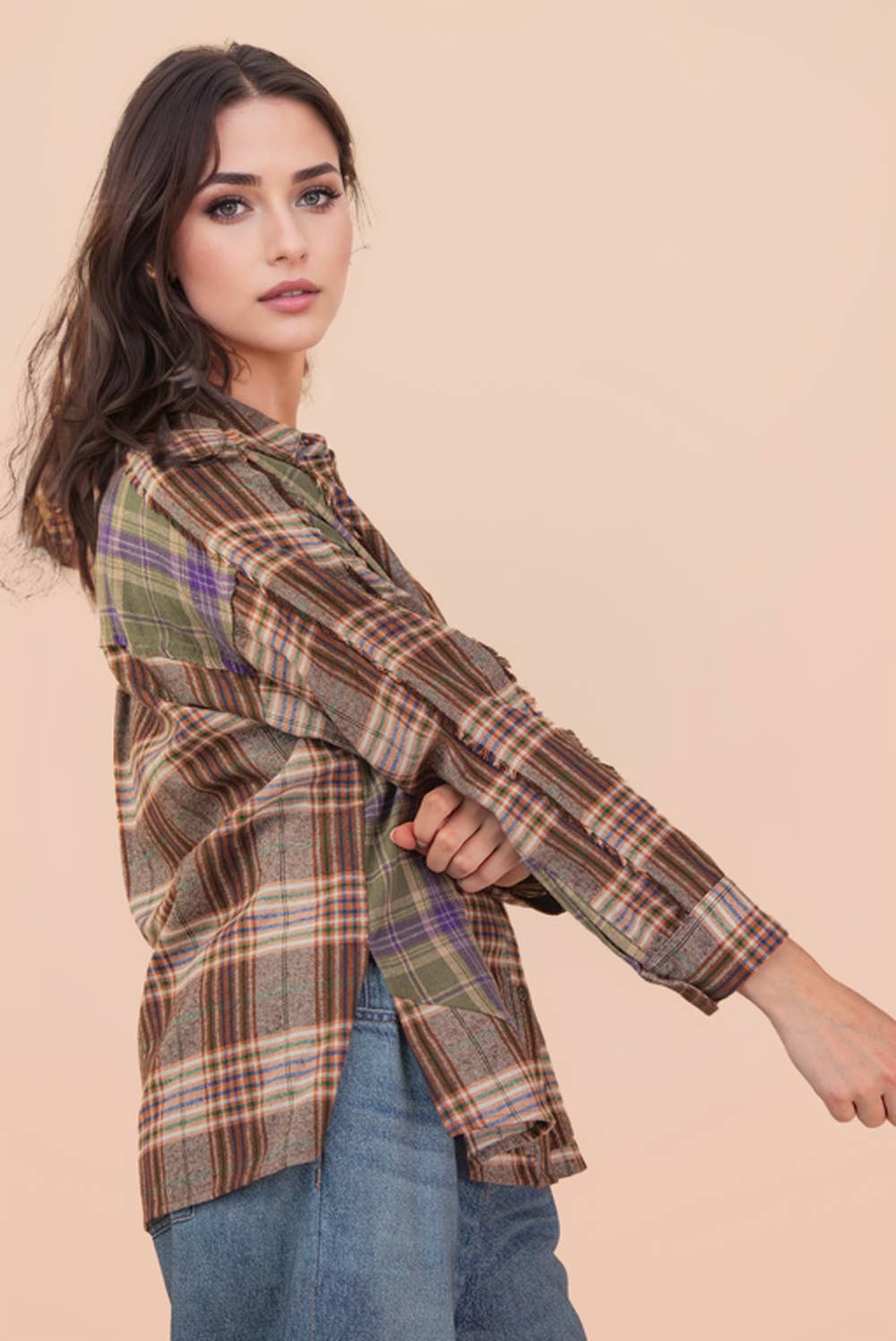 Casual Plaid Oversized Top