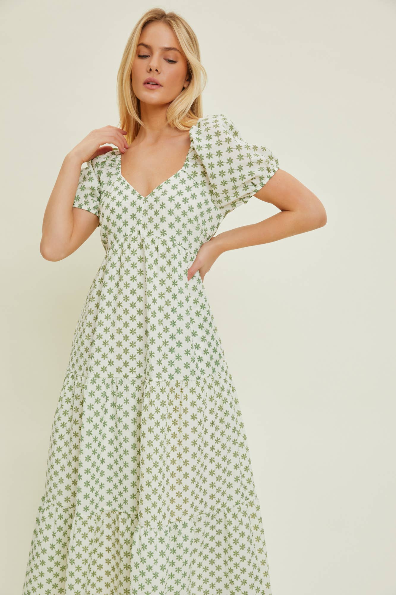 Lena Green Midi Dress