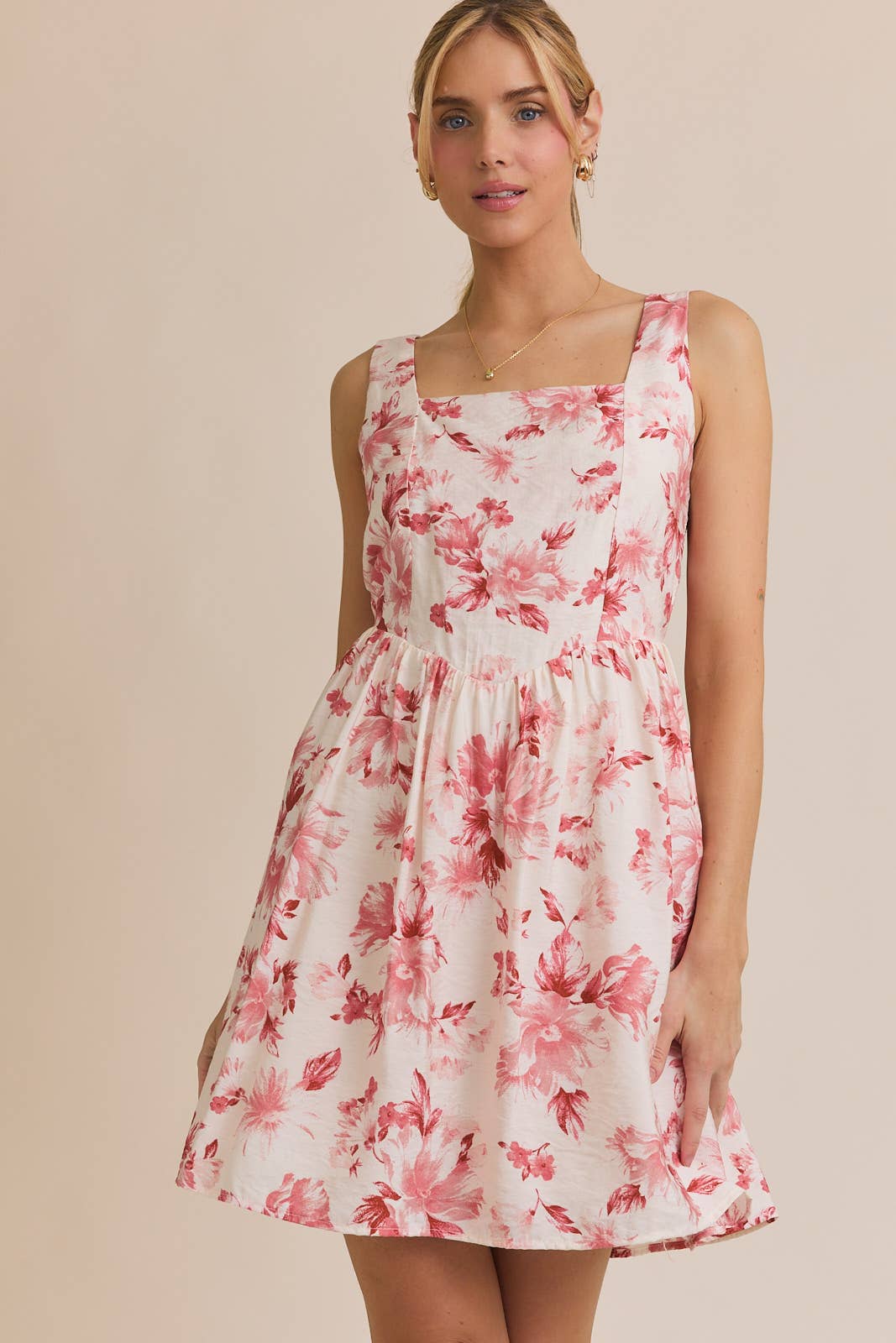 Red Roses Floral Mini Dress