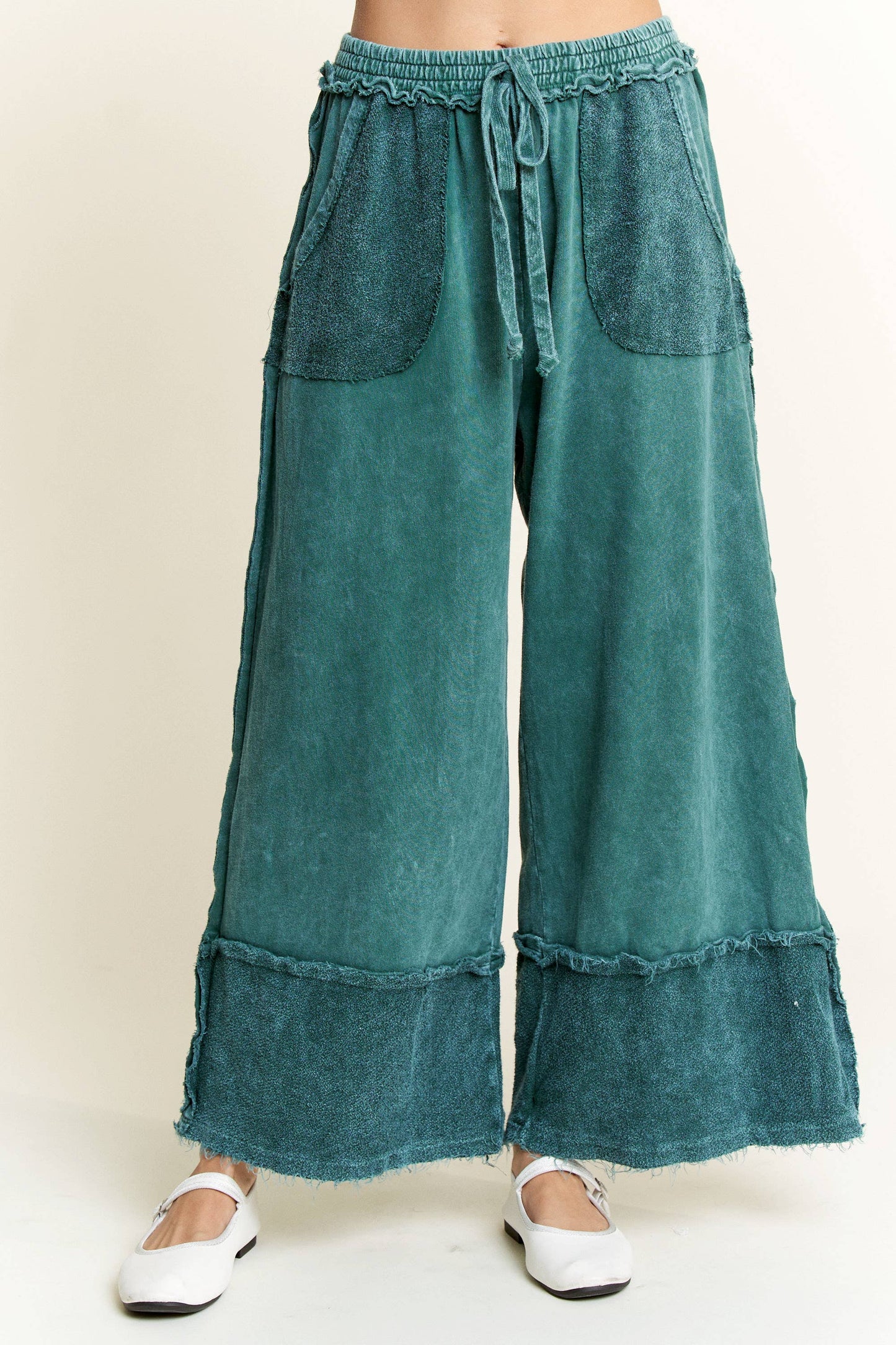 Emerald Frayed Pants
