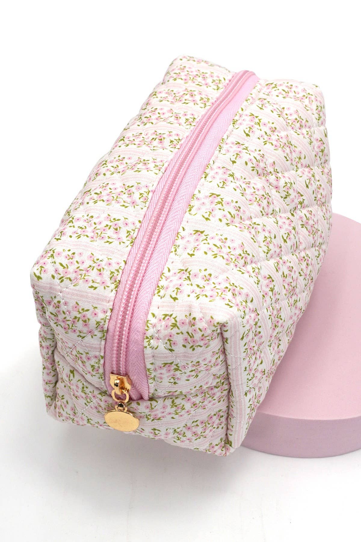 Floral Quilted Cosmetic Bag