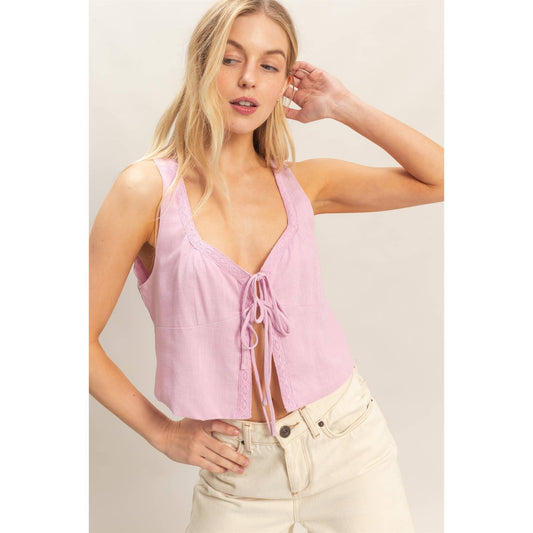 Lavender Front-Tie Top