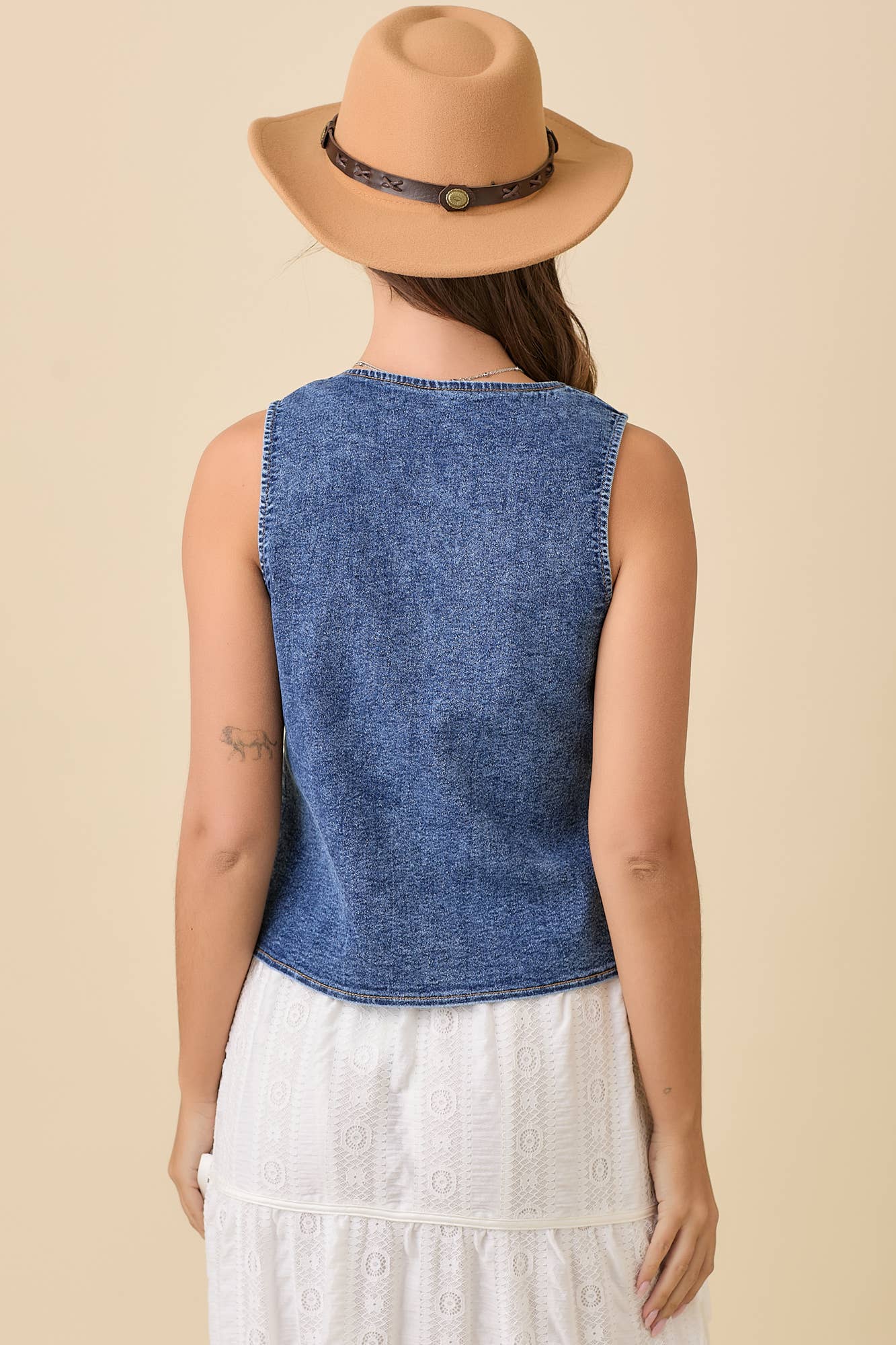 Danielle Embroidered Denim Vest