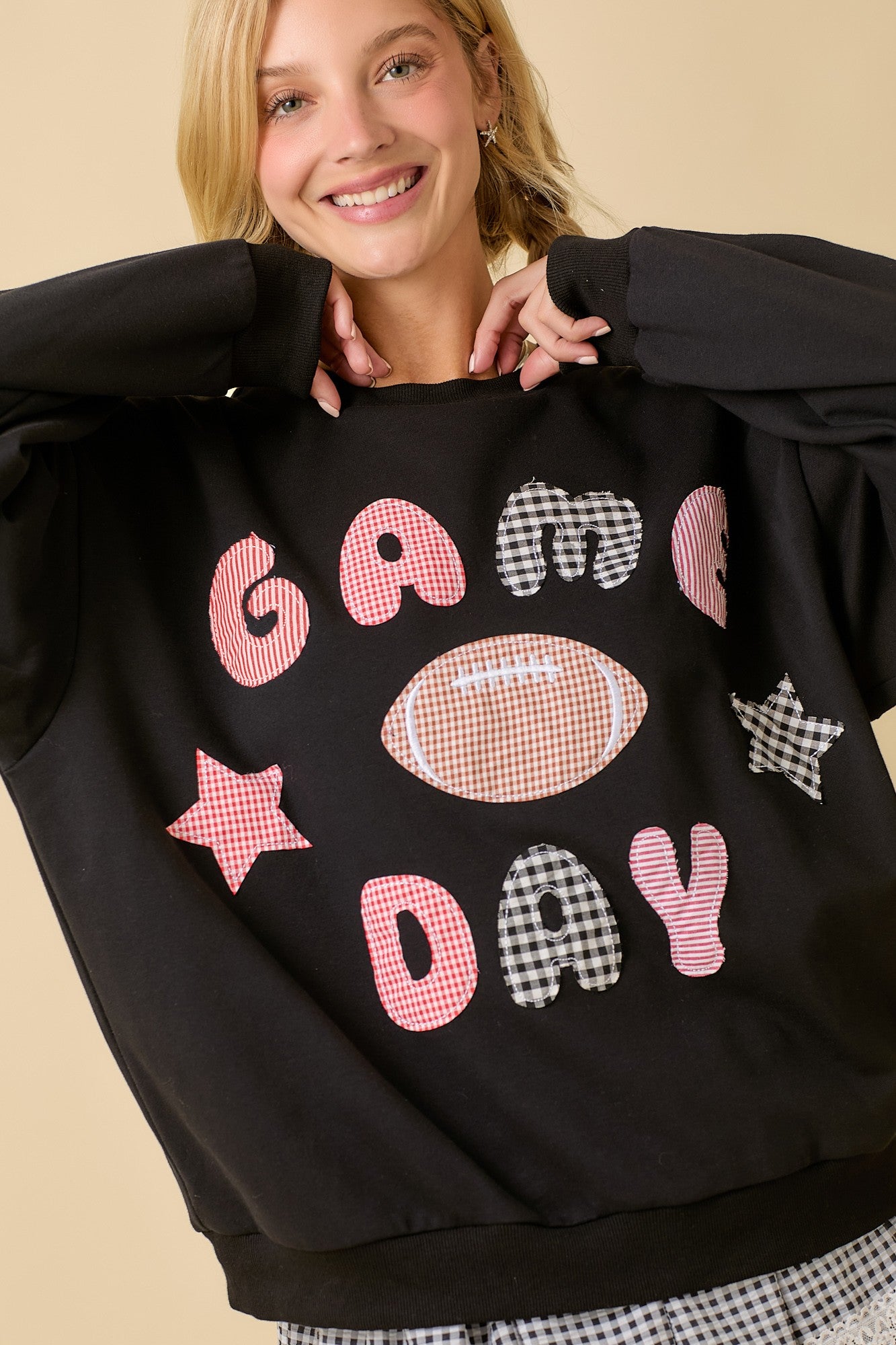Red Game Day Patch Sweater