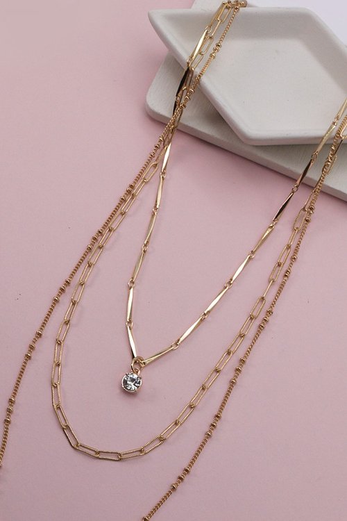 Rhinestone Layered Necklace