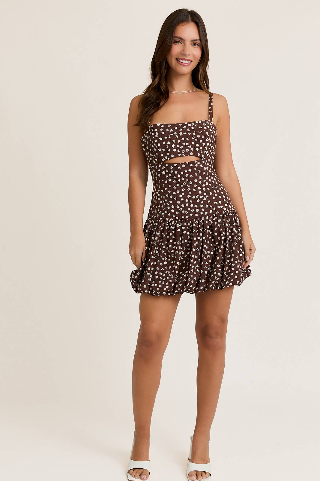 Becca Brown Bubble Hem Dress