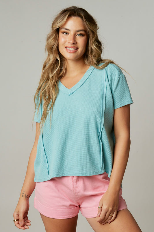 Thermal Boxy Blue Top