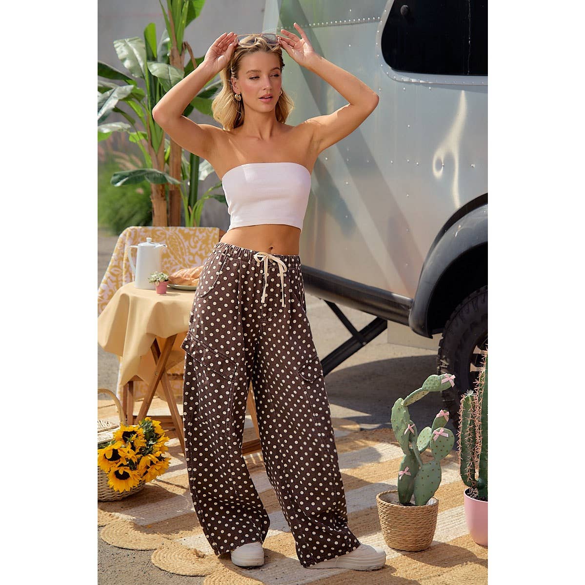 Brown Polka Dot Cargo Pants